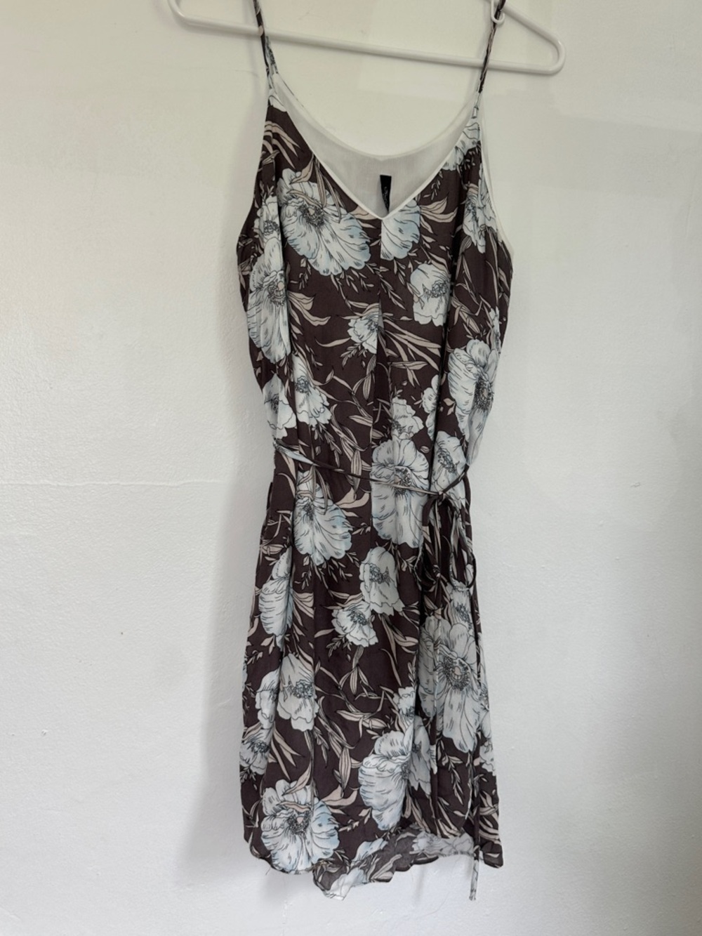 Final Touch Brown Floral Spaghetti-Strap Mini Dress